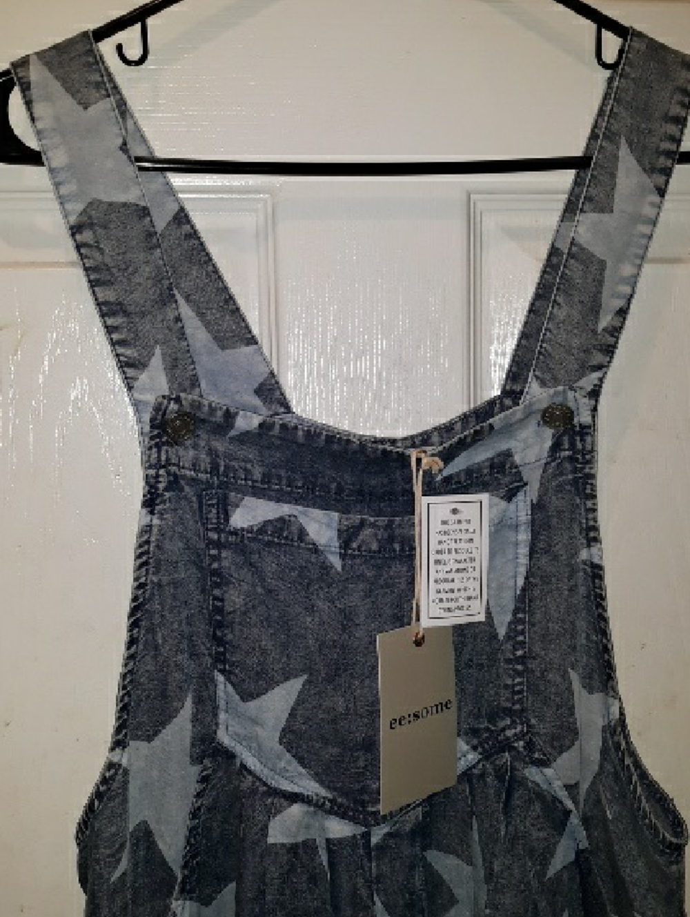 ee:some vintage lightweight  oversized mineral blue/white star pattern overall - Picture 2 of 15